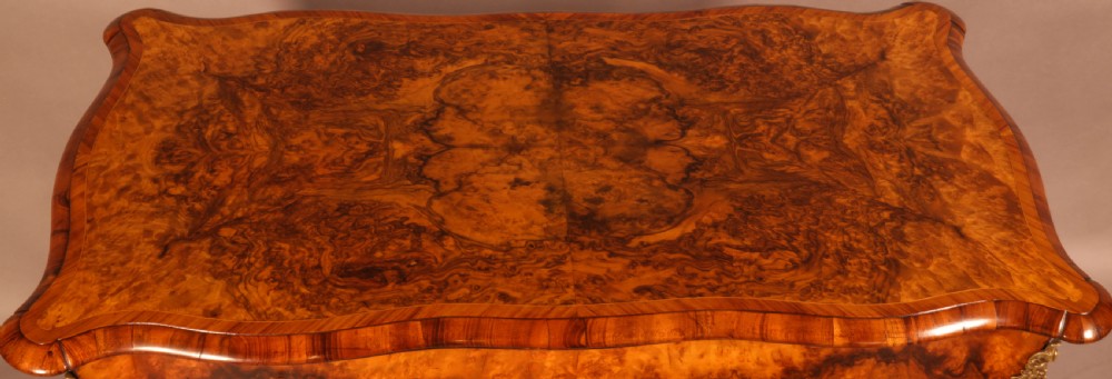 A Good Card Table in Figured Burr Walnut View V