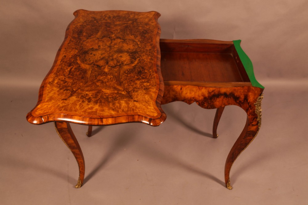 A Good Card Table in Figured Burr Walnut View VI