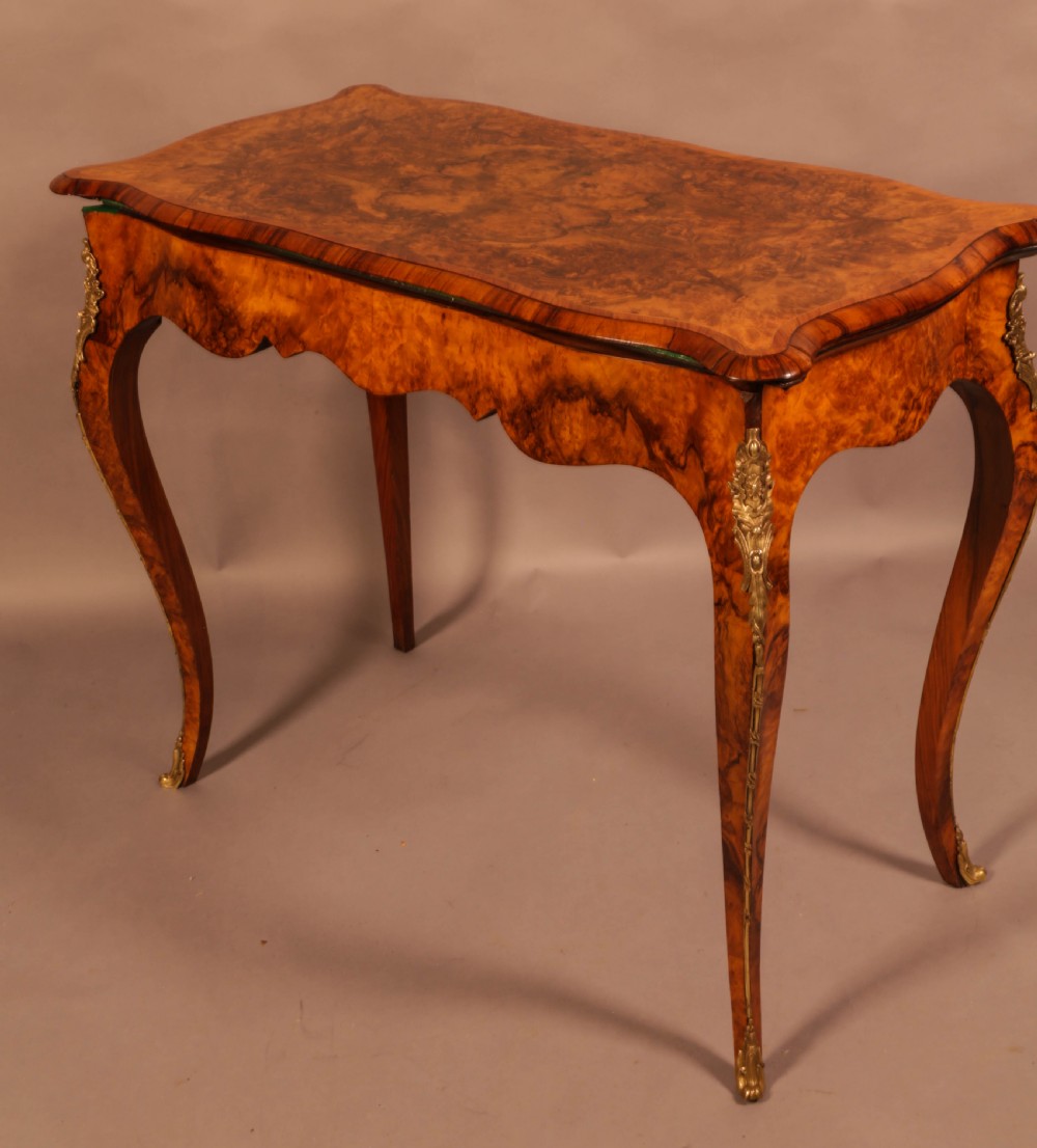 A Good Card Table in Figured Burr Walnut View XII