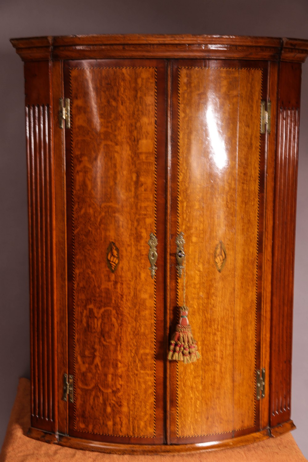 A Super Bow Front Corner Cupboard in Oak View V