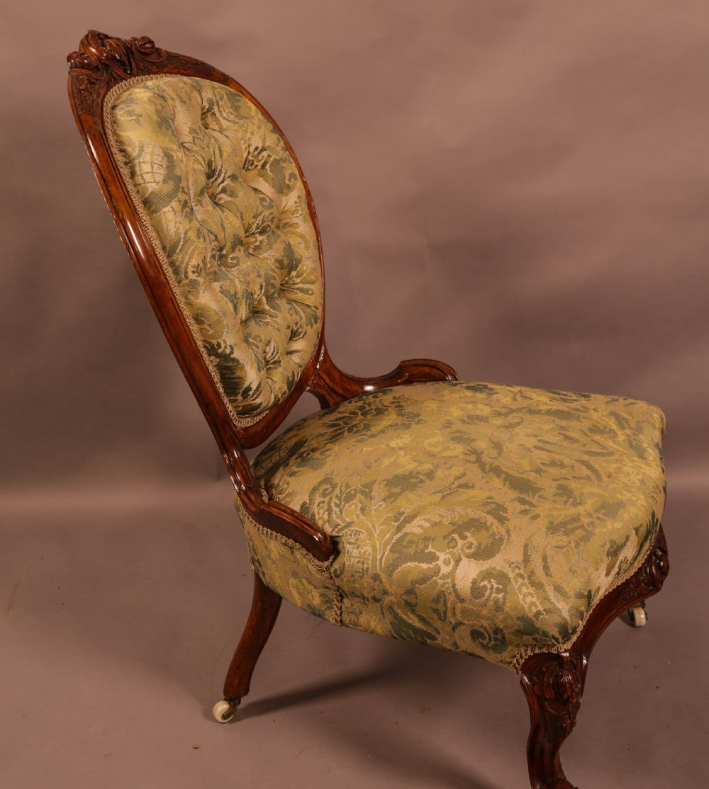 A Good Victorian Nursing Chair in Solid Walnut View III