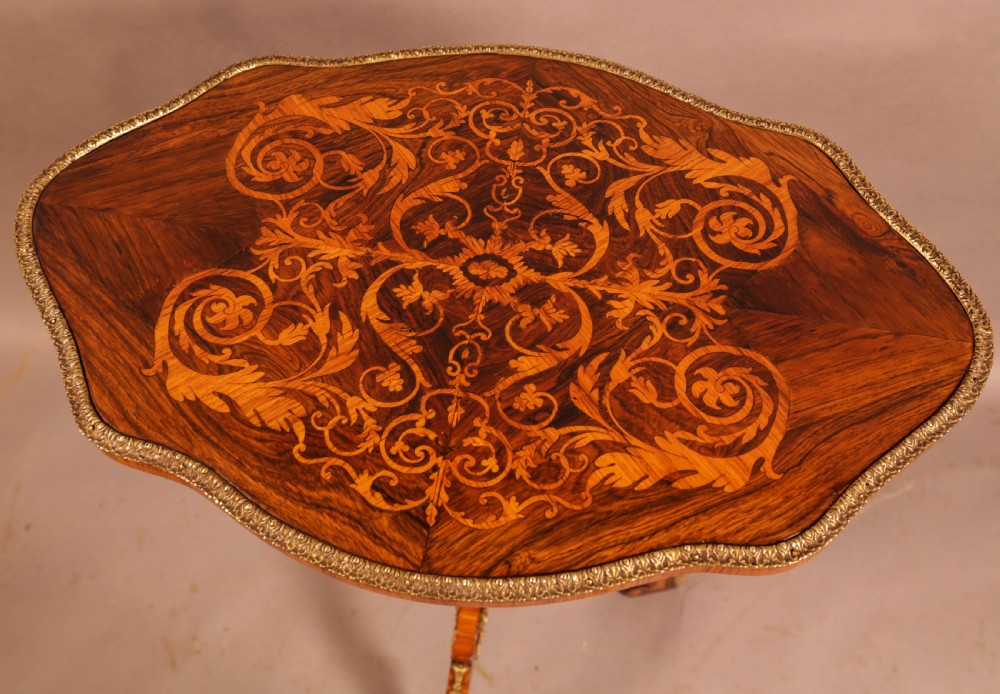 A French ocasional table in King Wood and Rosewood Inlaid View II