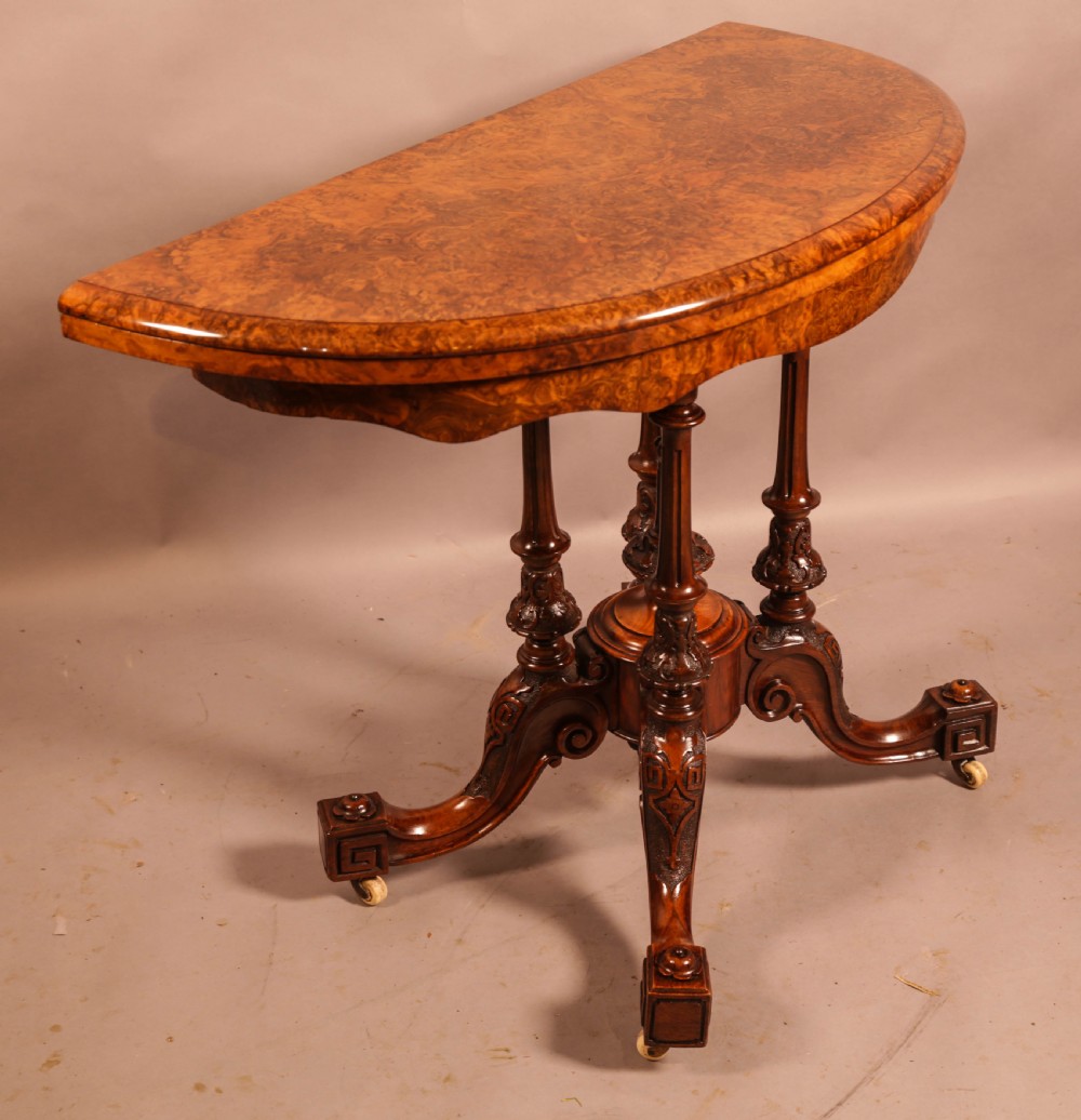 A Superb Victorian Burr Walnut Games Table View V