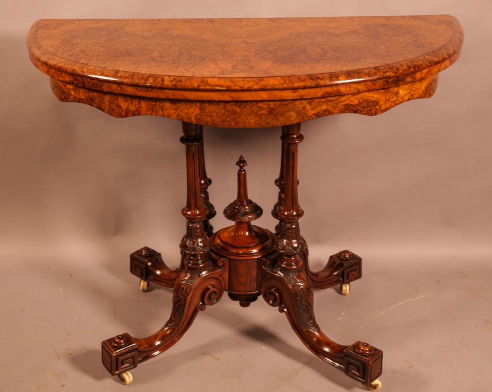 A Superb Victorian Burr Walnut Games Table View VII