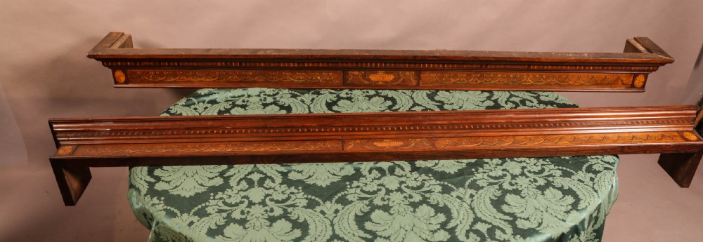 A Rare Pair of Georgian Curtain Pelmets in Rosewood and Inlaid