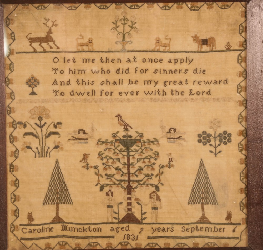 Girl Needlework Sampler Caroline Munckton 1831 View II