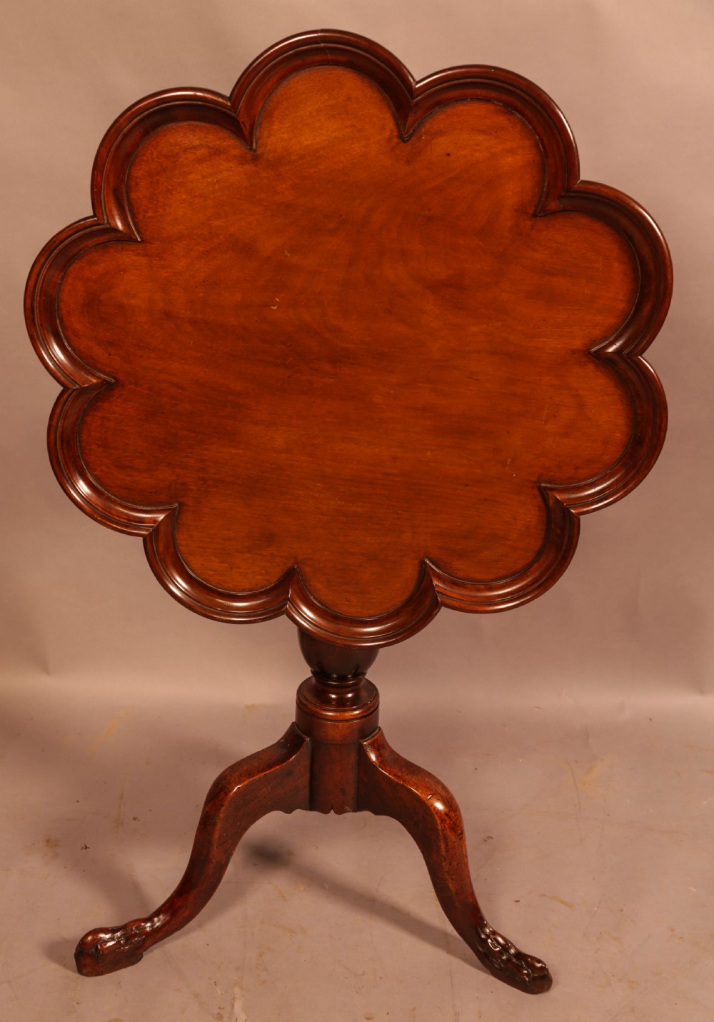 Georgian Tripod Supper Table Mahogany Carved Foot View II