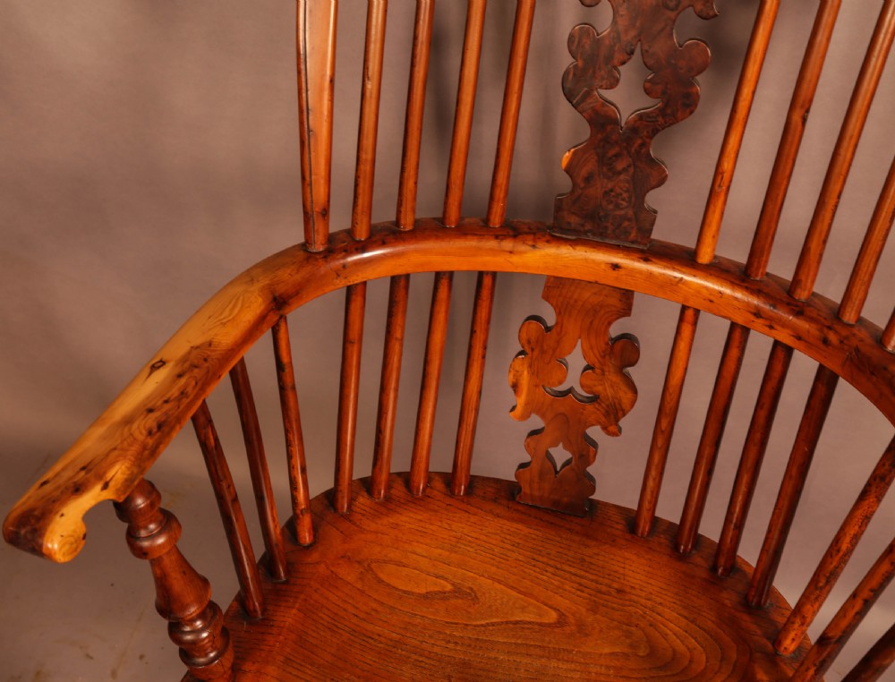 Fine Yew wood Windsor chair Allsop of Worksop c 1840 View VI