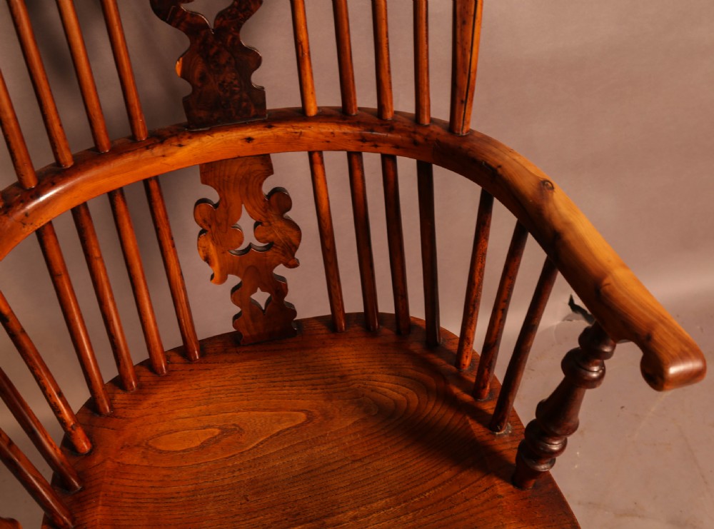 Fine Yew wood Windsor chair Allsop of Worksop c 1840 View VII