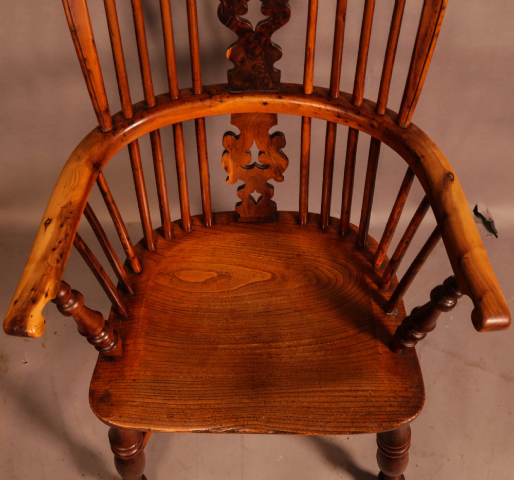 Fine Yew wood Windsor chair Allsop of Worksop c 1840 View X