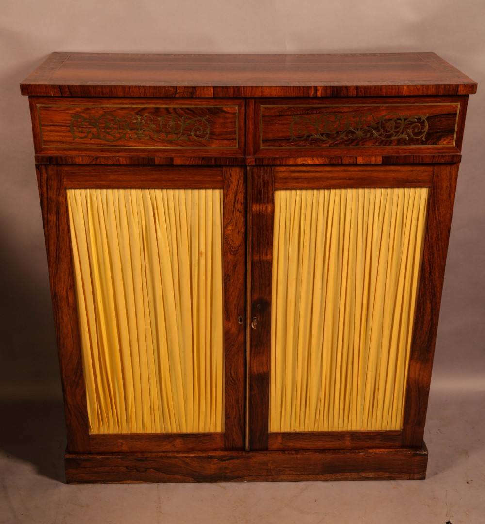 A Regency Rosewood Brass Inlaid Pier Cabinet