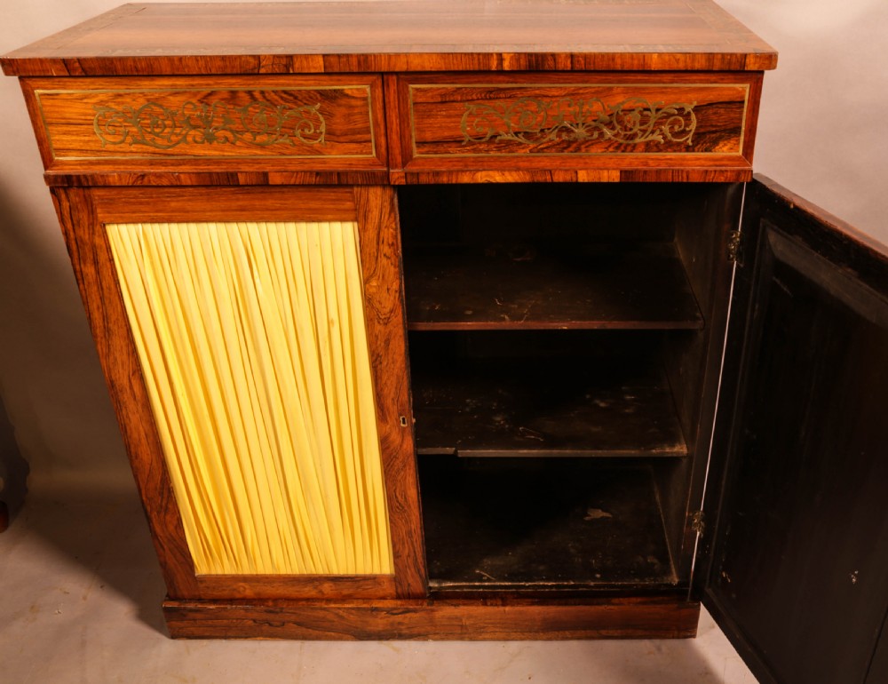 A Regency Rosewood Brass Inlaid Pier Cabinet View X