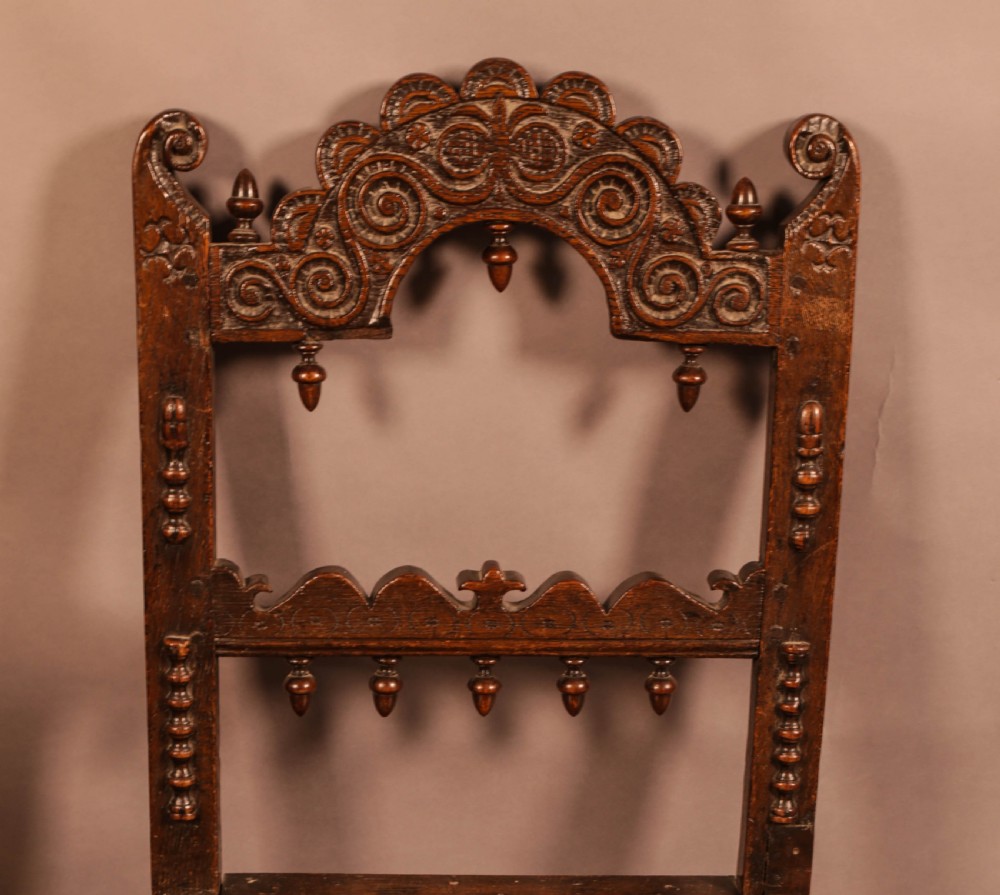A 17th century Derbyshire Back Stool View III