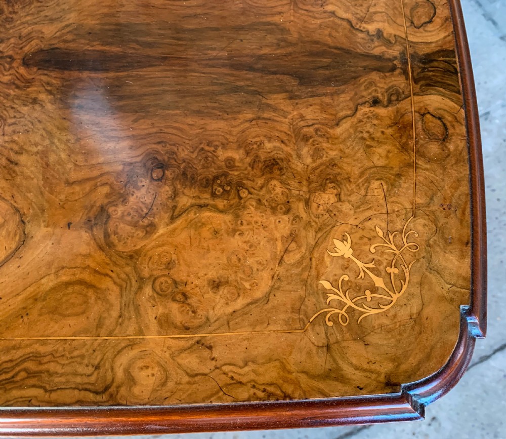 A Victorian Burr Walnut Ladies Sewing Stand View VII