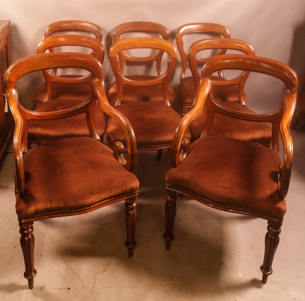 A Rare set of 8 victorian Dining chairs 2 Carvers View II