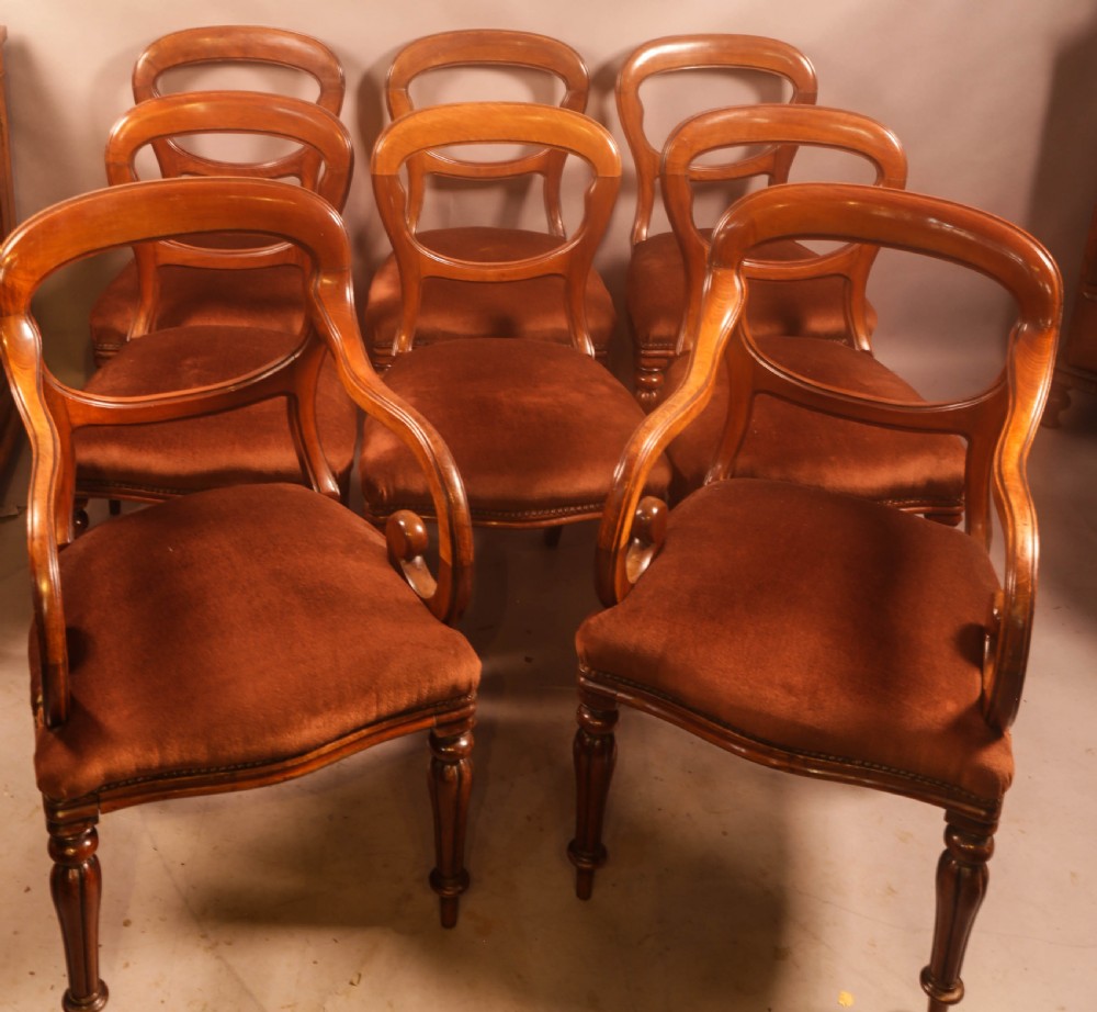 A Rare set of 8 victorian Dining chairs 2 Carvers View III