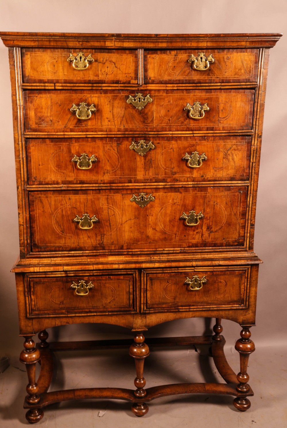 A George I Chest on Stand Figured Walnut