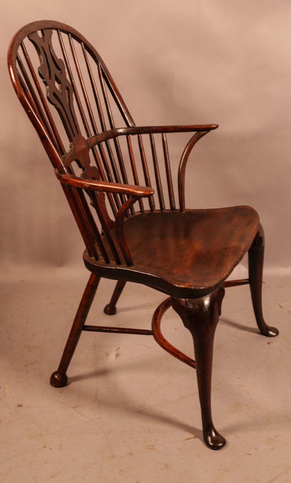 An 18th century Cab Leg Yew Windsor Chair View II