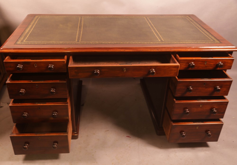 A Good Quality Victorian Pedestal Desk in Mahogany View III