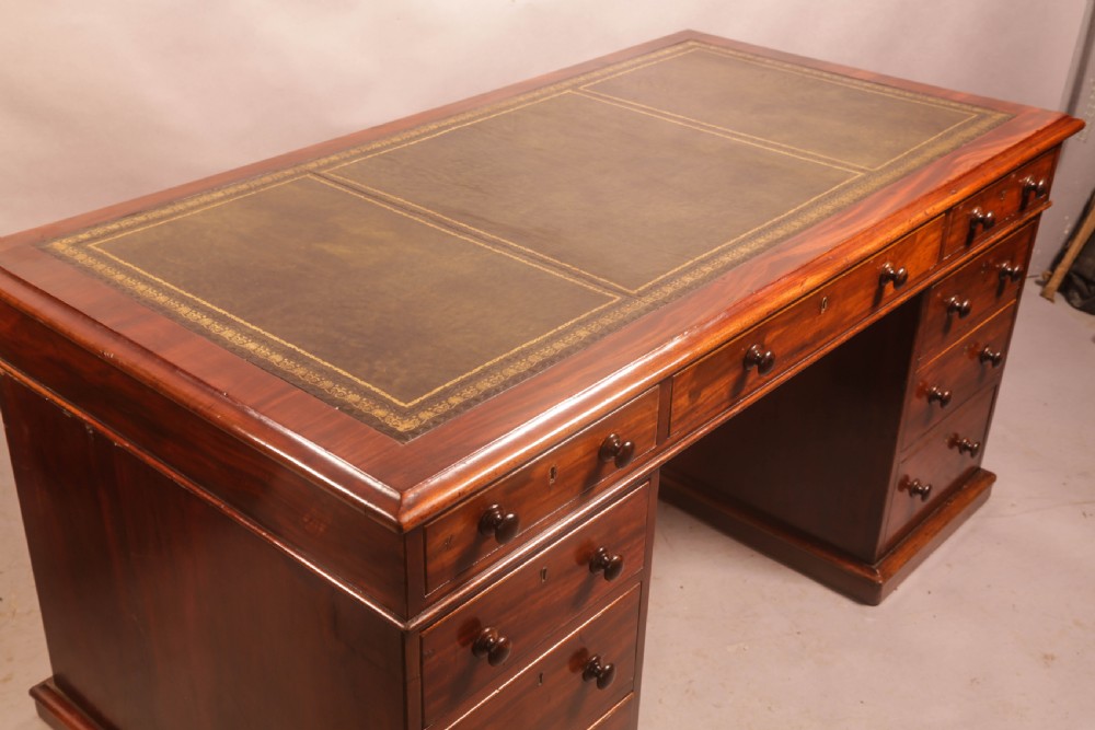 A Good Quality Victorian Pedestal Desk in Mahogany View VIII