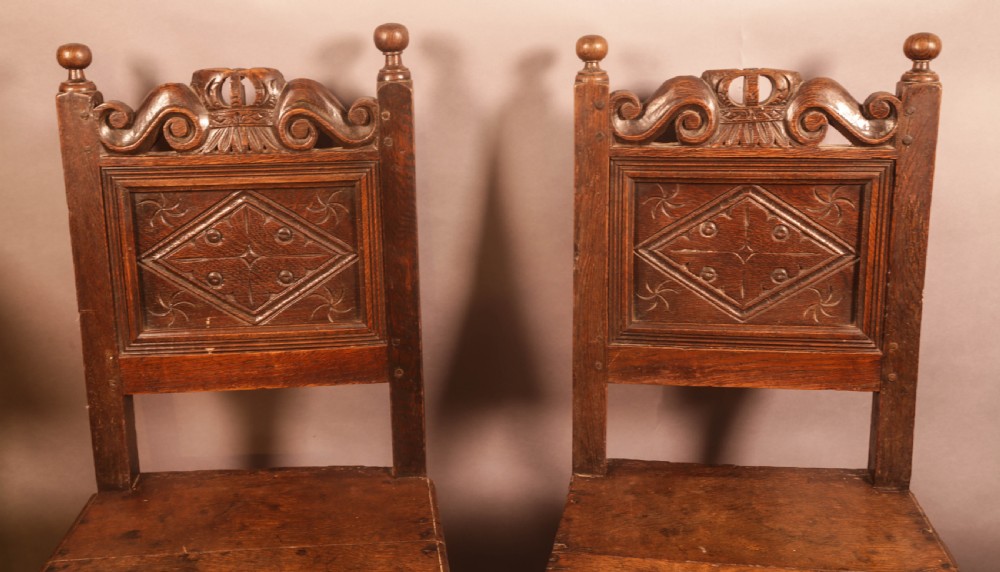 A Good Pair of 17th century Chairs in Oak View IV