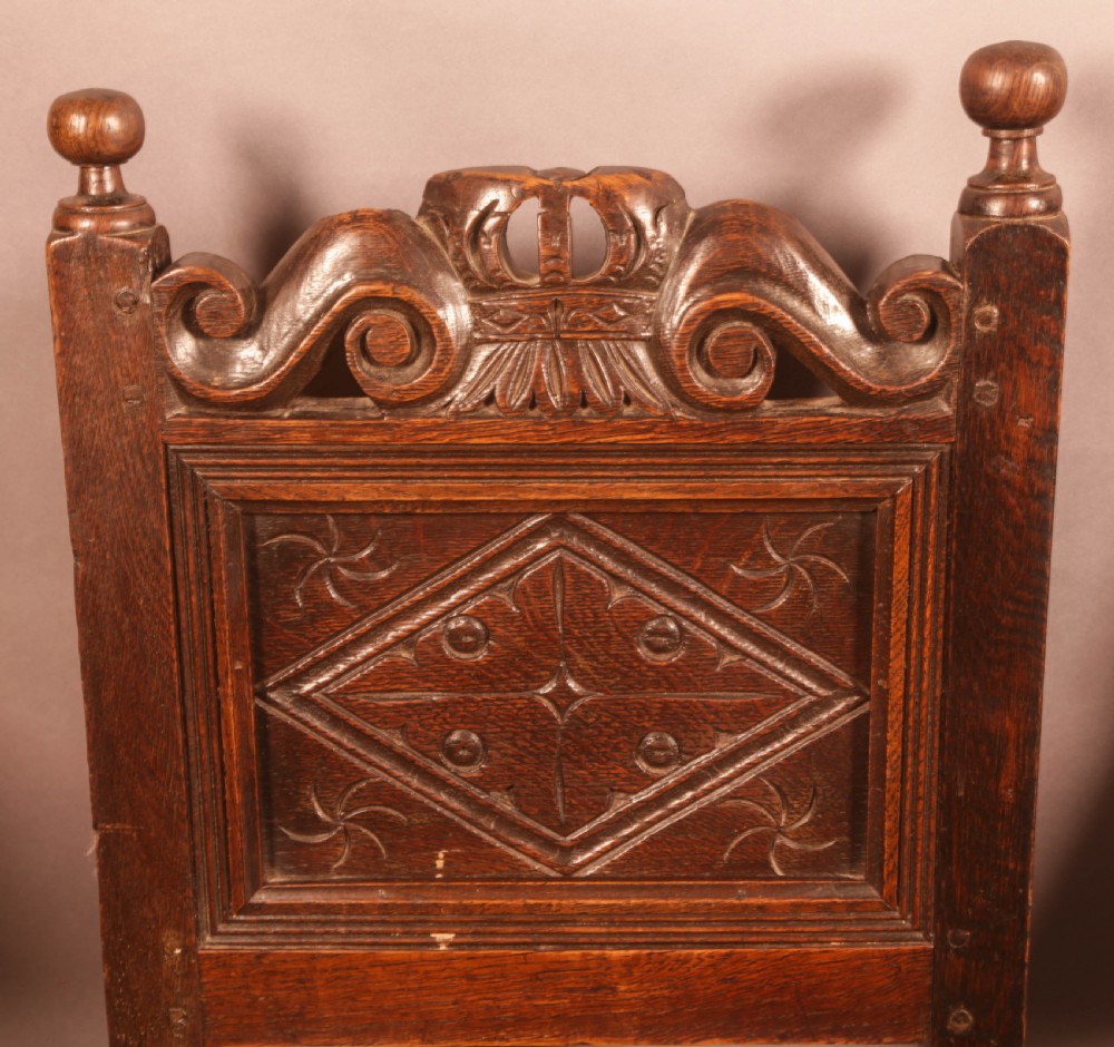 A Good Pair of 17th century Chairs in Oak View VII