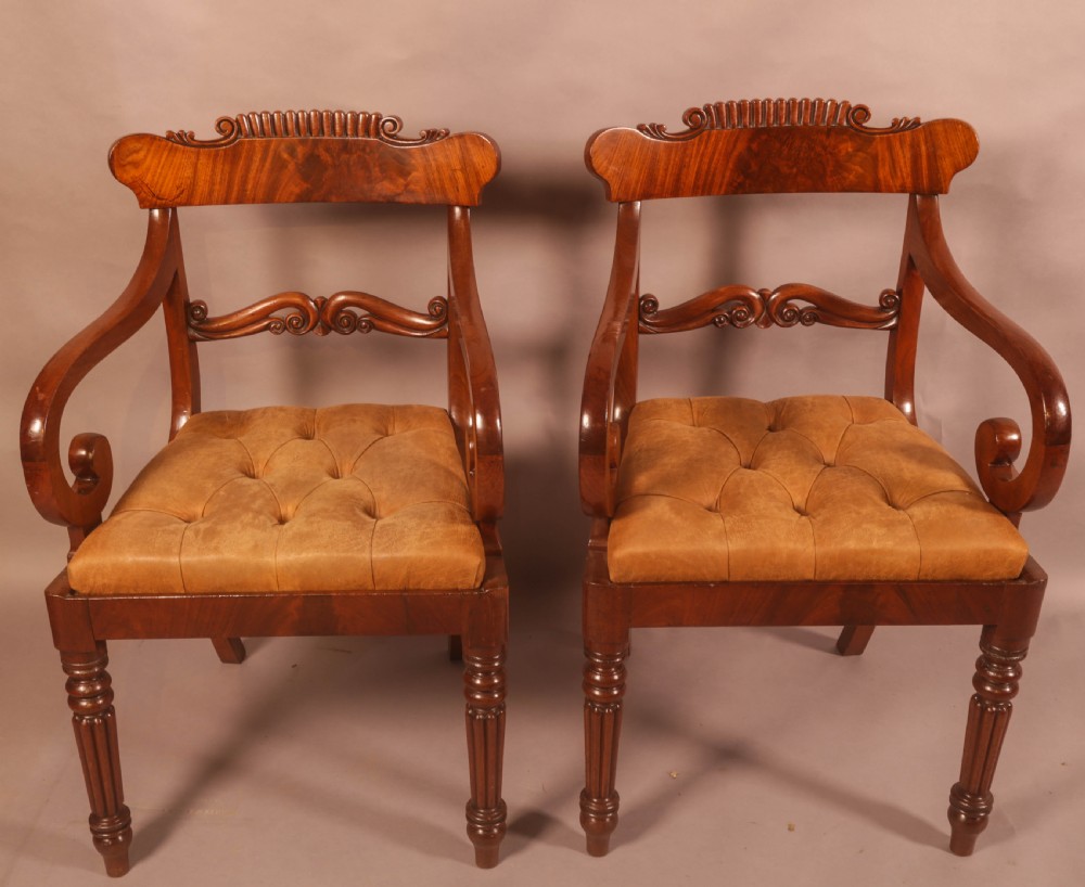 A Good Quality Pair of William IV Carver Chairs