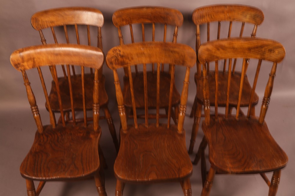 A Set of 6 19th century Kitchen Chairs View II