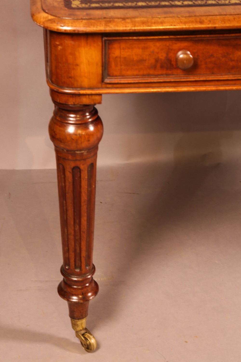 A Victorian Mahogany Library Table 2 drawers leather top View VI