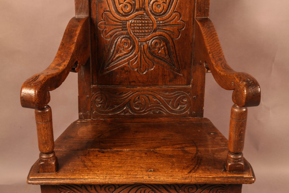 A Good 17th century Wainscot Chair in Oak View VI