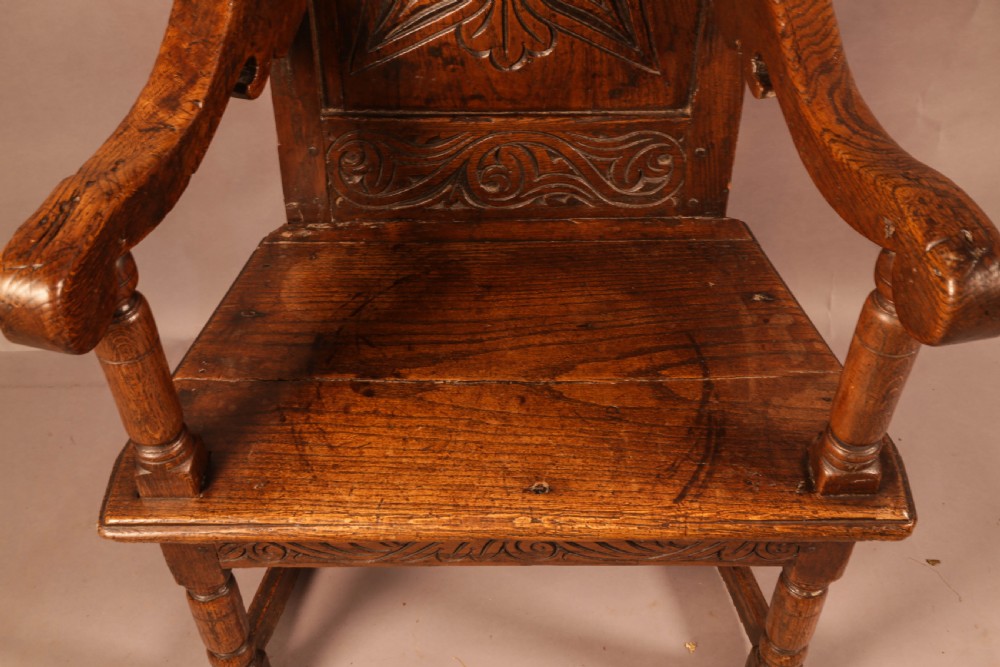 A Good 17th century Wainscot Chair in Oak View IX