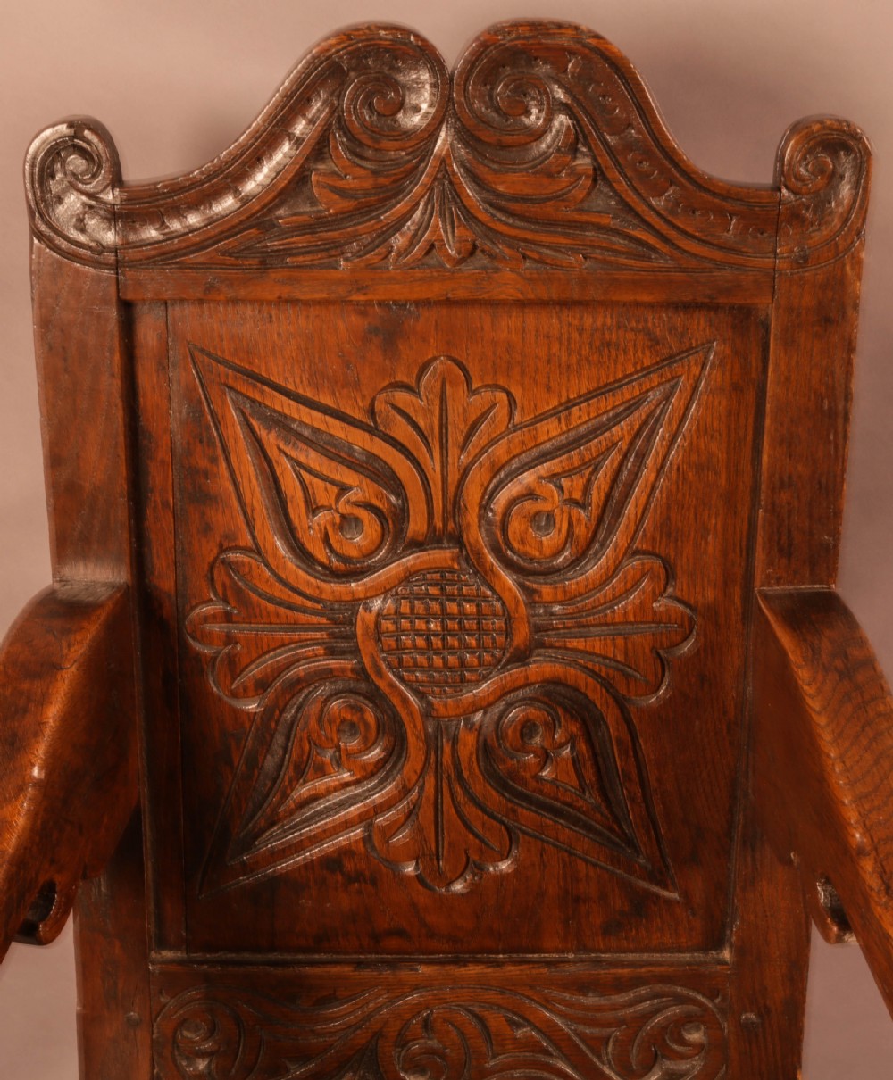 A Good 17th century Wainscot Chair in Oak View X