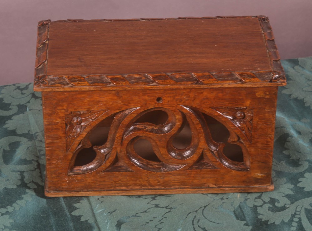 A small 19th century Gothic Box in Oak