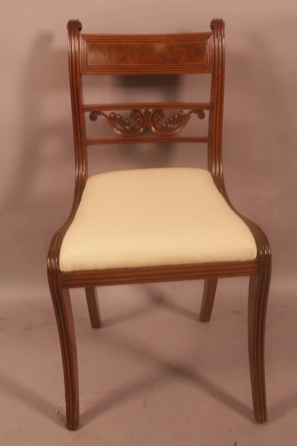 A Superb Set of 8 Regency Dining Chairs Sabre Leg View V