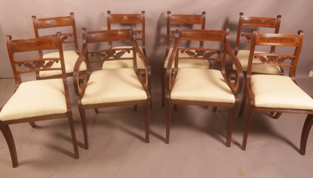 A Superb Set of 8 Regency Dining Chairs Sabre Leg View XIX