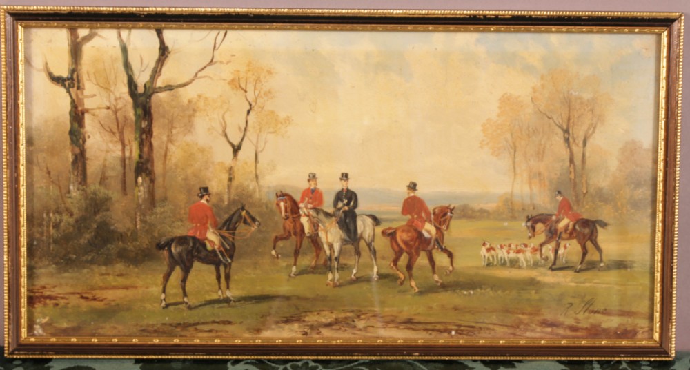 A Set of 4 Oil Paintings by Rudolph Stone 1848 1914 Hunting Scene View II
