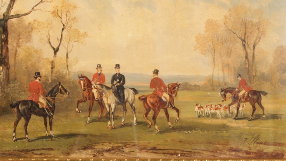 A Set of 4 Oil Paintings by Rudolph Stone 1848 1914 Hunting Scene View III