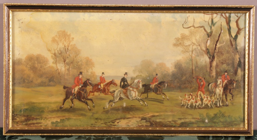 A Set of 4 Oil Paintings by Rudolph Stone 1848 1914 Hunting Scene View VIII
