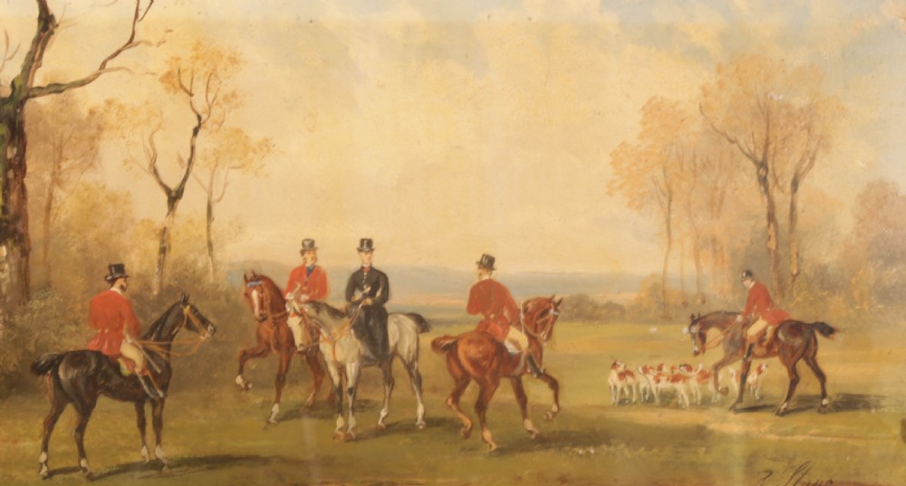 A Set of 4 Oil Paintings by Rudolph Stone 1848 1914 Hunting Scene View XII