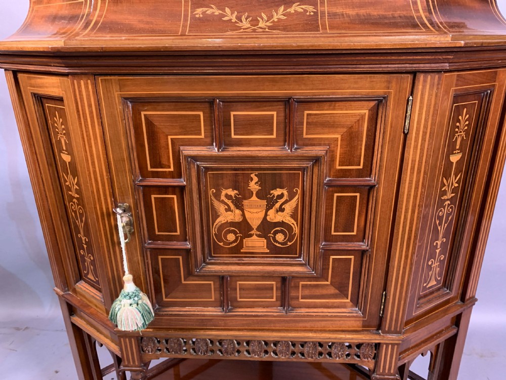 A Late Victorian Mahogany with Inlay Full height Corner Display Cabinet View IV