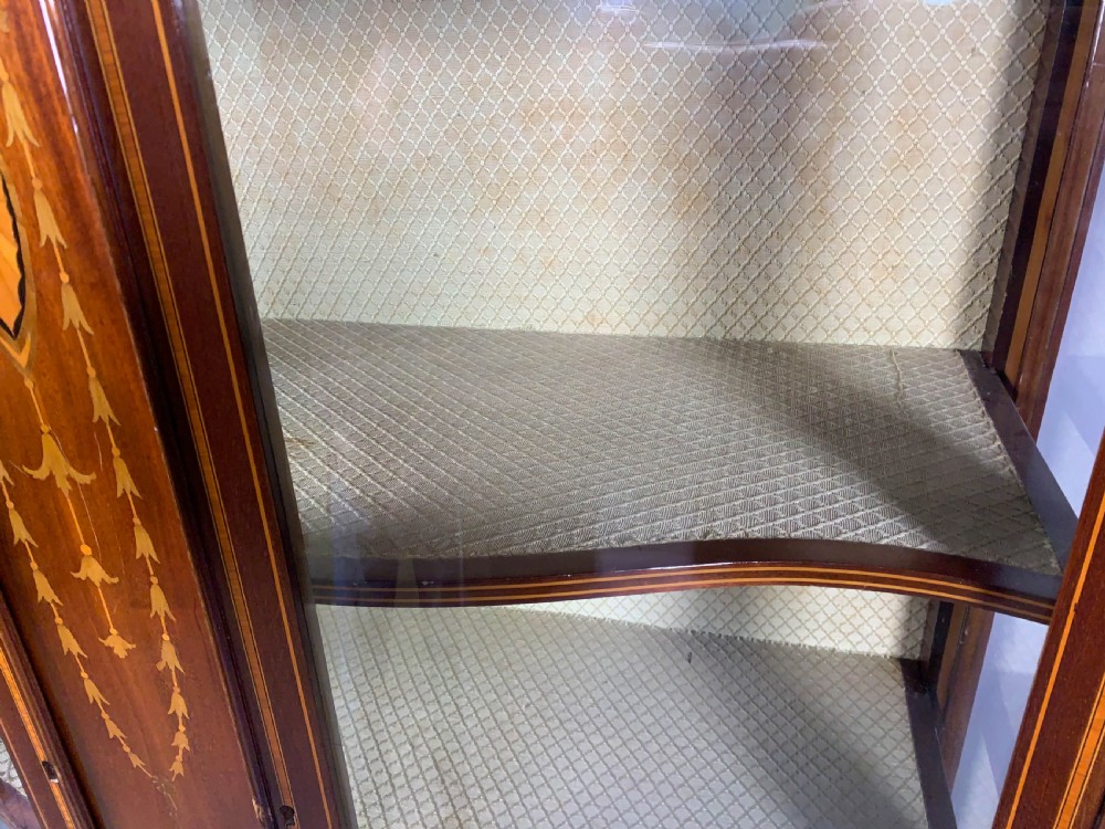 A Late Victorian Mahogany with inlay serpentine shape display cabinet View V