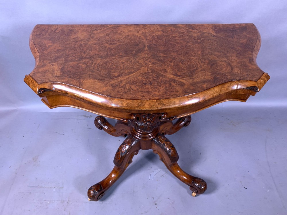  A Good Victorian Burr Walnut Games Table View II