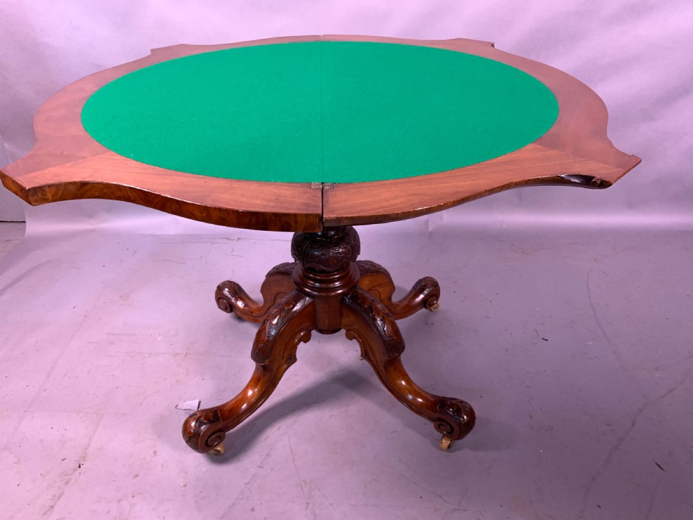  A Good Victorian Burr Walnut Games Table View IX
