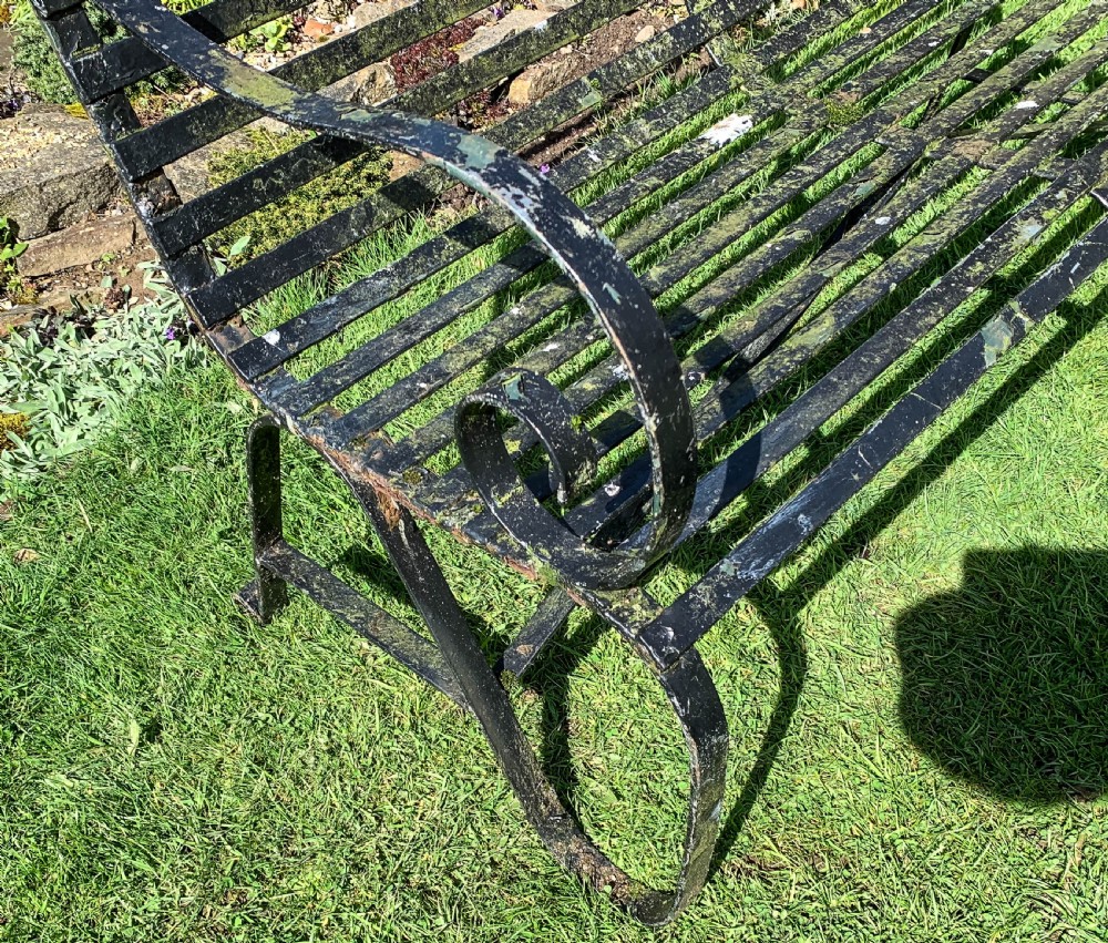 A Rare Matching Pair of Wrought Iron Garden Benches View IX
