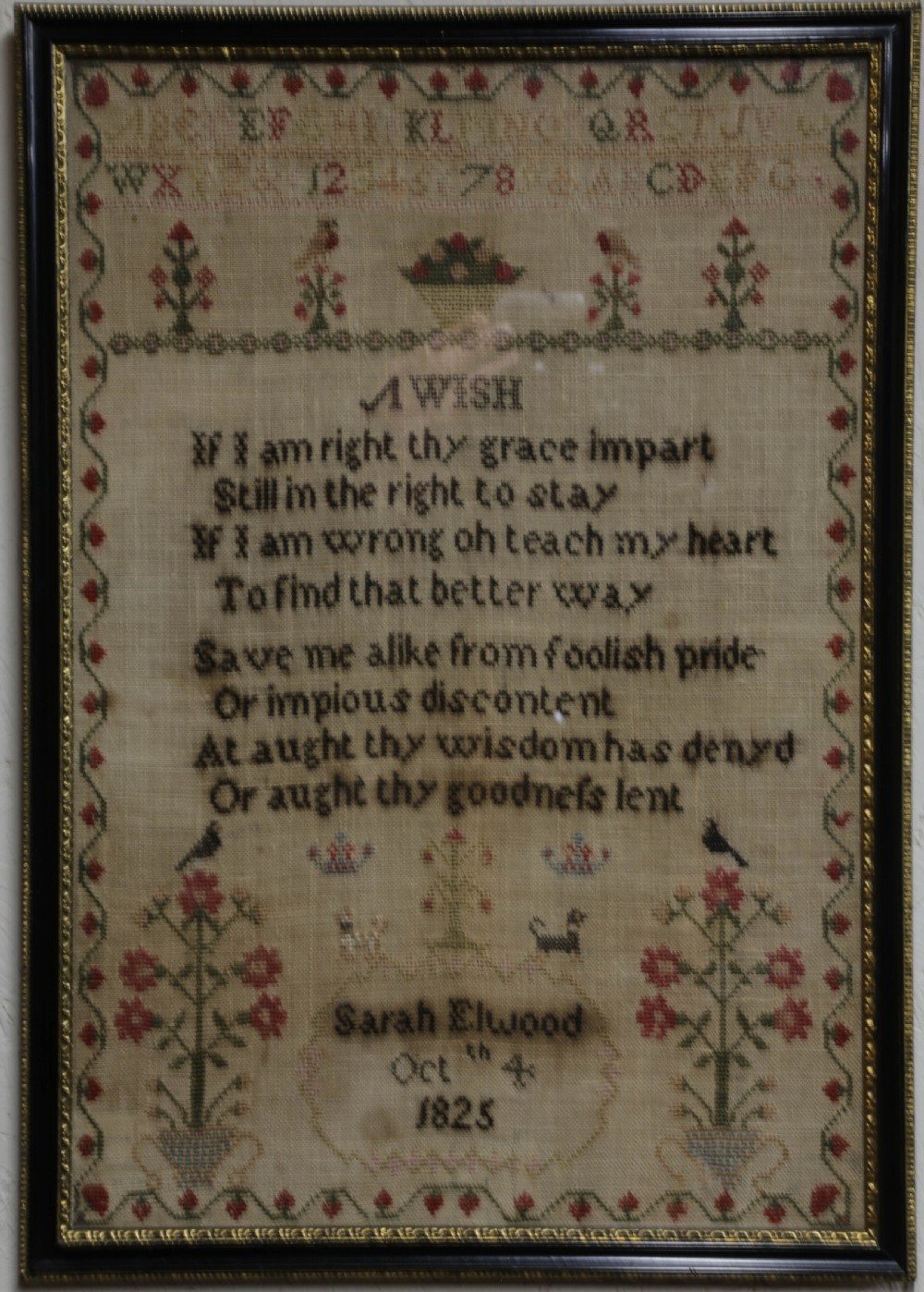 A Georgian Sampler by Sarah Elwood 1825