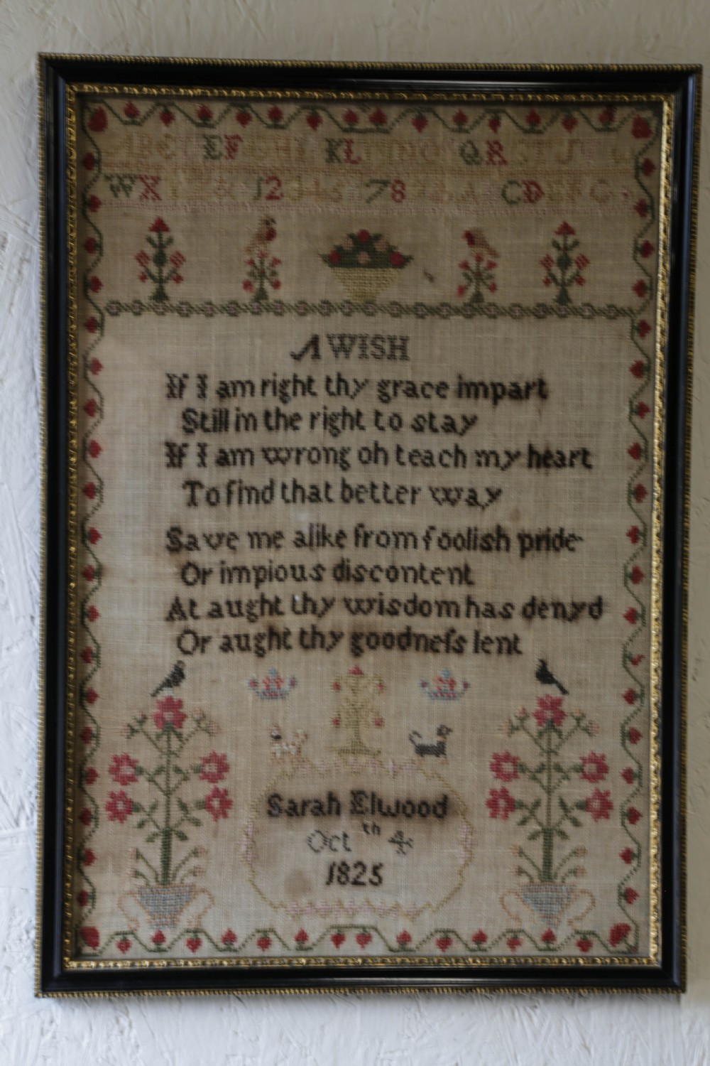 A Georgian Sampler by Sarah Elwood 1825 View II