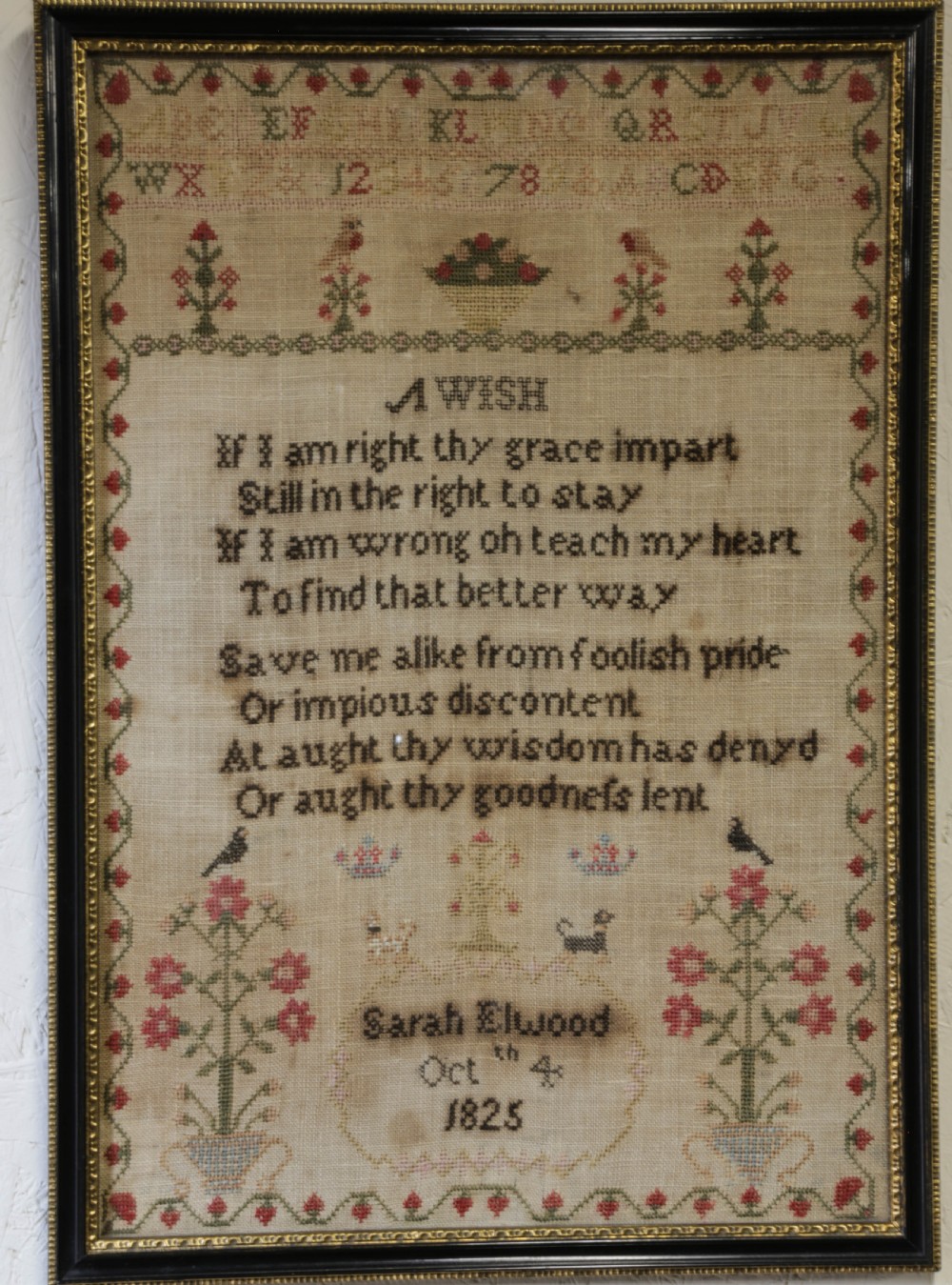 A Georgian Sampler by Sarah Elwood 1825 View VI