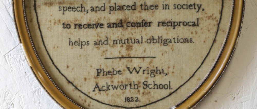 An Ackworth Quaker School Sampler Phoebe Wright 1822 View V