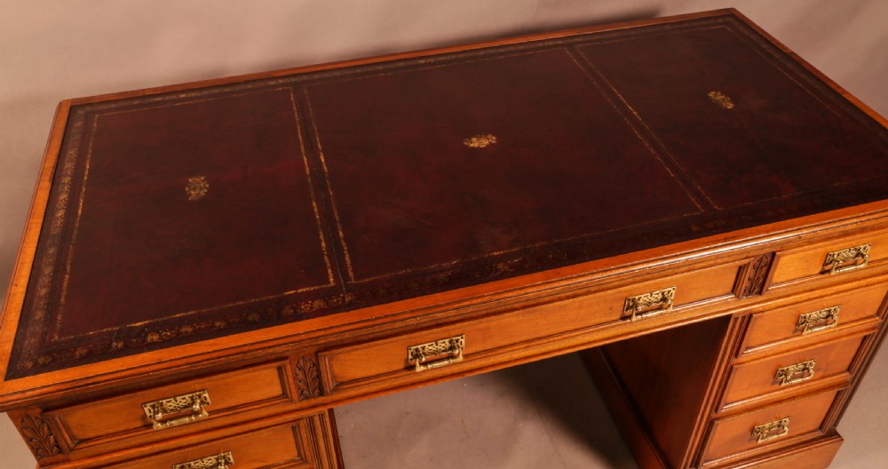 A Good Quality Victorian Pedestal Desk View IV
