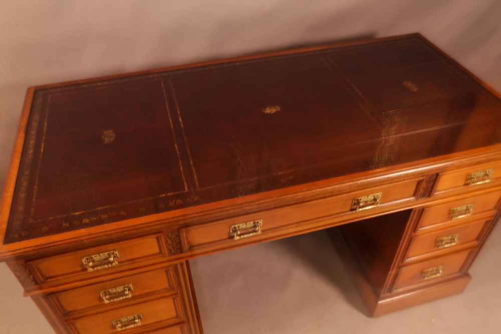 A Good Quality Victorian Pedestal Desk View V